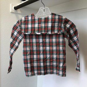 Vintage Lisa Jackson kids plaid shirt, bib collar